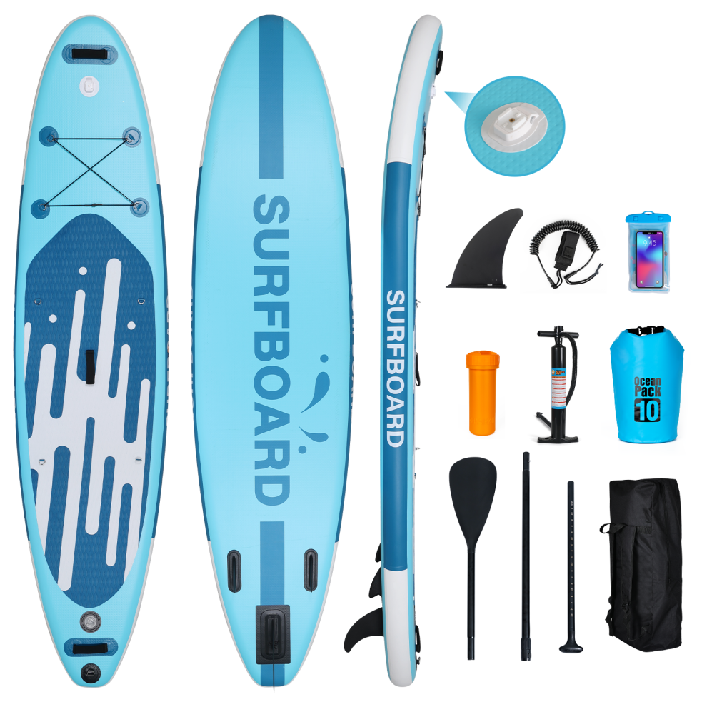 Blue 11FT Inflatable Stand Up Paddle Board SUP Surfing Paddleboard Kit