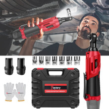 12V Cordless Ratchet Wrench 3/8" 40Nm Electric Ratchet with 1.5Ah Li-ion Batteries, 7pcs Socket Set Case - 2300RPM for Automotive & Home DIY