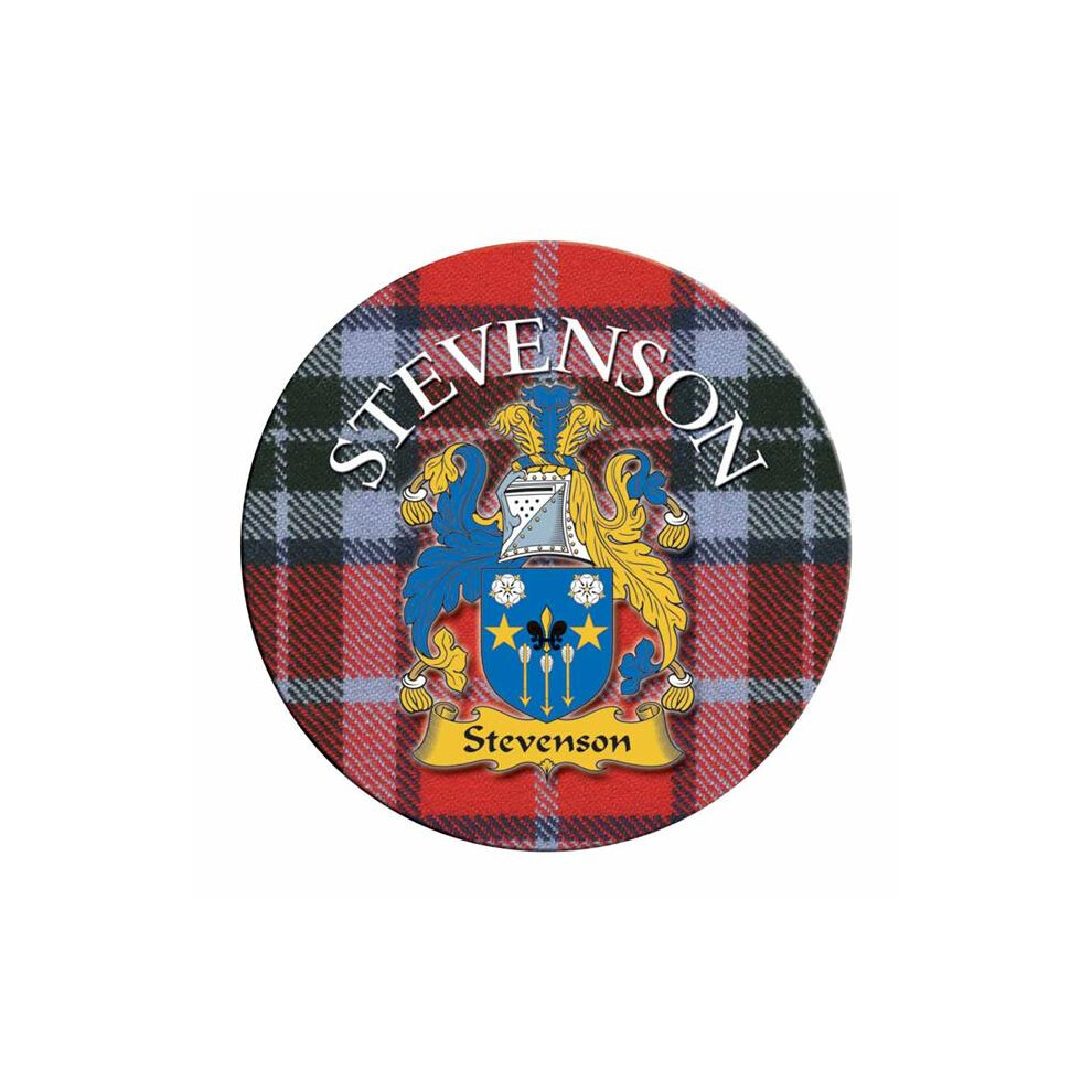 Lang Syne (Stevenson) Single Scottish Circular Clan Crest Cork Backed Coaster - N-Y Tartans