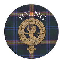 (Young) Single Scottish Circular Clan Crest Cork Backed Coaster - N-Y Tartans