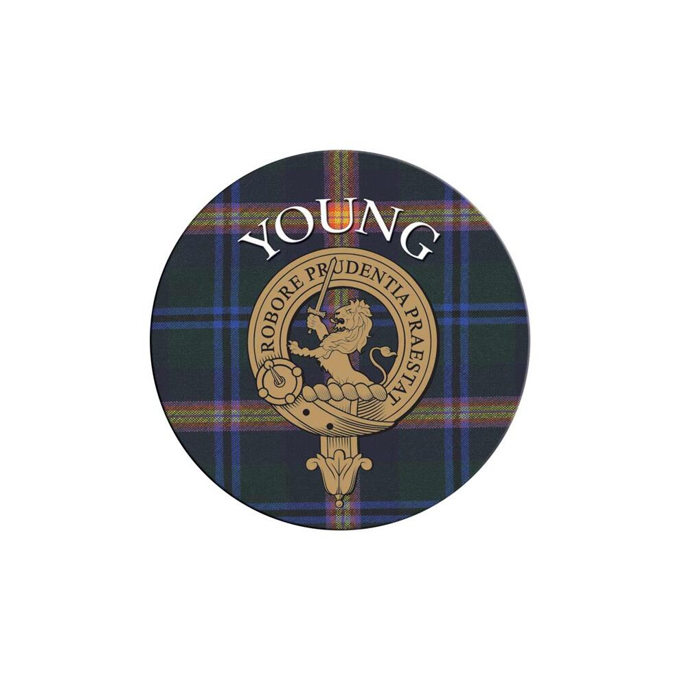 Lang Syne (Young) Single Scottish Circular Clan Crest Cork Backed Coaster - N-Y Tartans