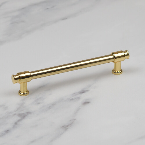 (128mm Handle) Gloss Gold Cabinet Handles & Matching Knob