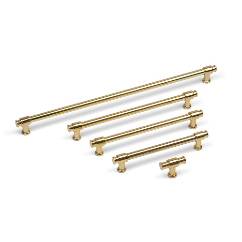 (192mm Handle) Gloss Gold Cabinet Handles & Matching Knob 2