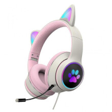 (Gray) RGB Colorful Earpads Gaming Headset Headphone Premium Omnidirectional Microphone for PC Laptop Shocking Sound Quality Pink