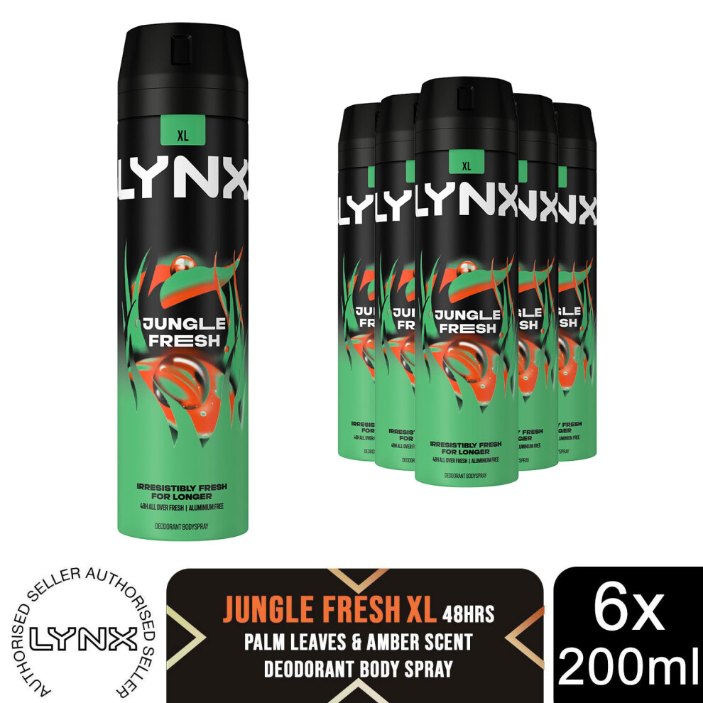 Lynx Body Spray JungleFresh High DefinitionFragrance,6x200ml