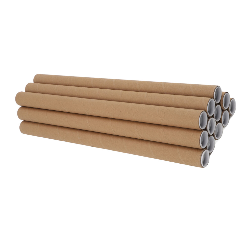 12 Pcs Round Paper Tubes Poster Storage Tubes Multipurpose Mailing Poster Paper Tubes with Plastic Lid 3.4x51cm