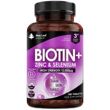 Biotin Hair Growth Vitamins 12,000mcg - Enriched with Zinc & Selenium