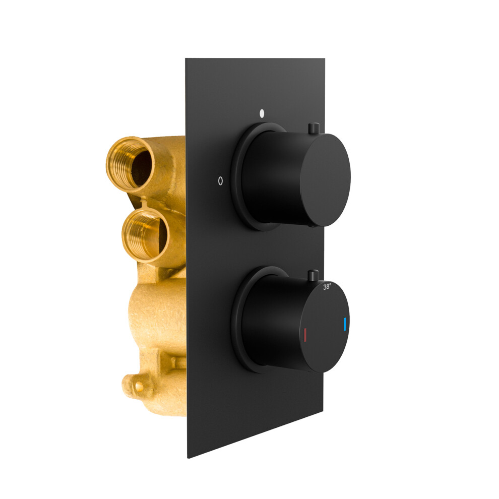 Violet Modern Round 2 Way Concealed Thermostatic Shower Mixer Valve - Black Matt