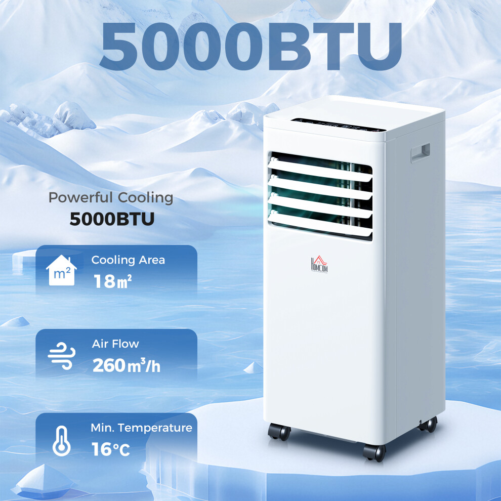 HOMCOM Mobile Air Conditioner White W/ Remote Control Cooling Ventilating 557W