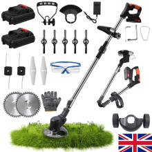 Cordless Electric Strimmer Grass Trimmer Cutter Garden Edger W/ 2 Battery+Wheels