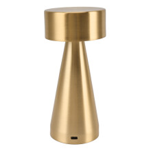 LED Portable Metal Table Lamp with Touch Sensor 3 Color Stepless Dimming Nightstand Desk Lamp Rechargeable Night Light Gold