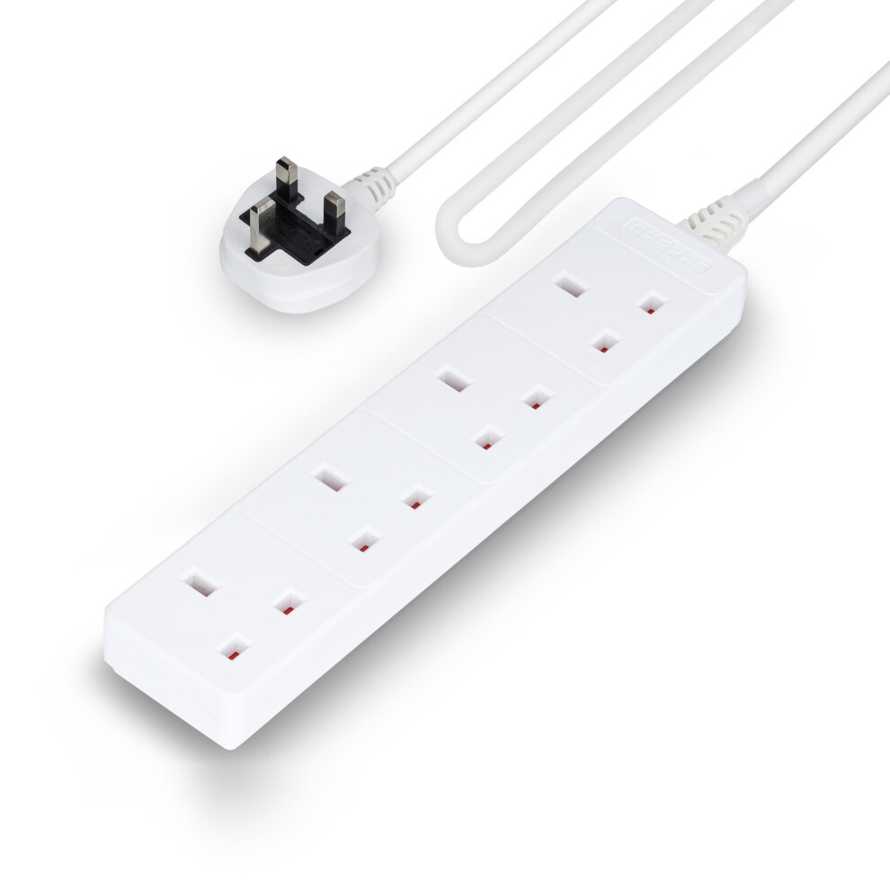 GEEPAS 4 Gang Extension Lead, 5M Cable | 4-Way Plug Extension Cable | 4 Socket Power Strip, 13A
