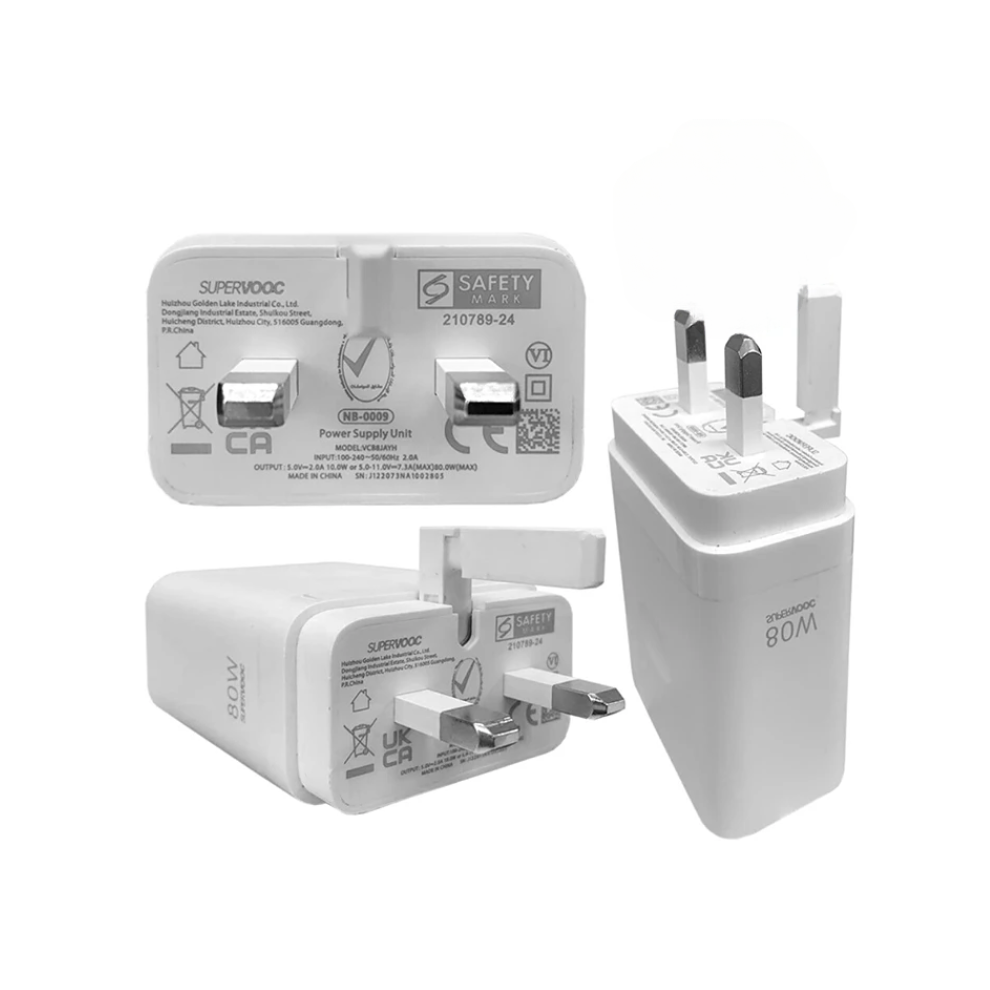 Oppo Official Supervooc 80W Fast Power Adapter Uk Charger Vcb8jayh Plug Head Only
