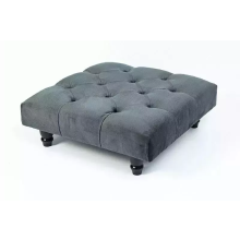 (Charcoal) Chesterfield Upholstered Pouffe Stool 60x60x25cm