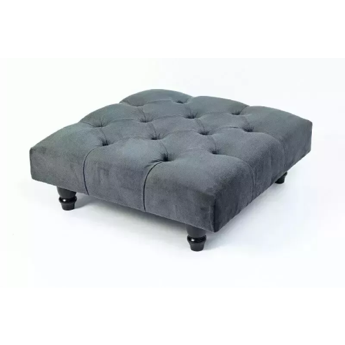 (Charcoal) Chesterfield Upholstered Pouffe Stool 60x60x25cm