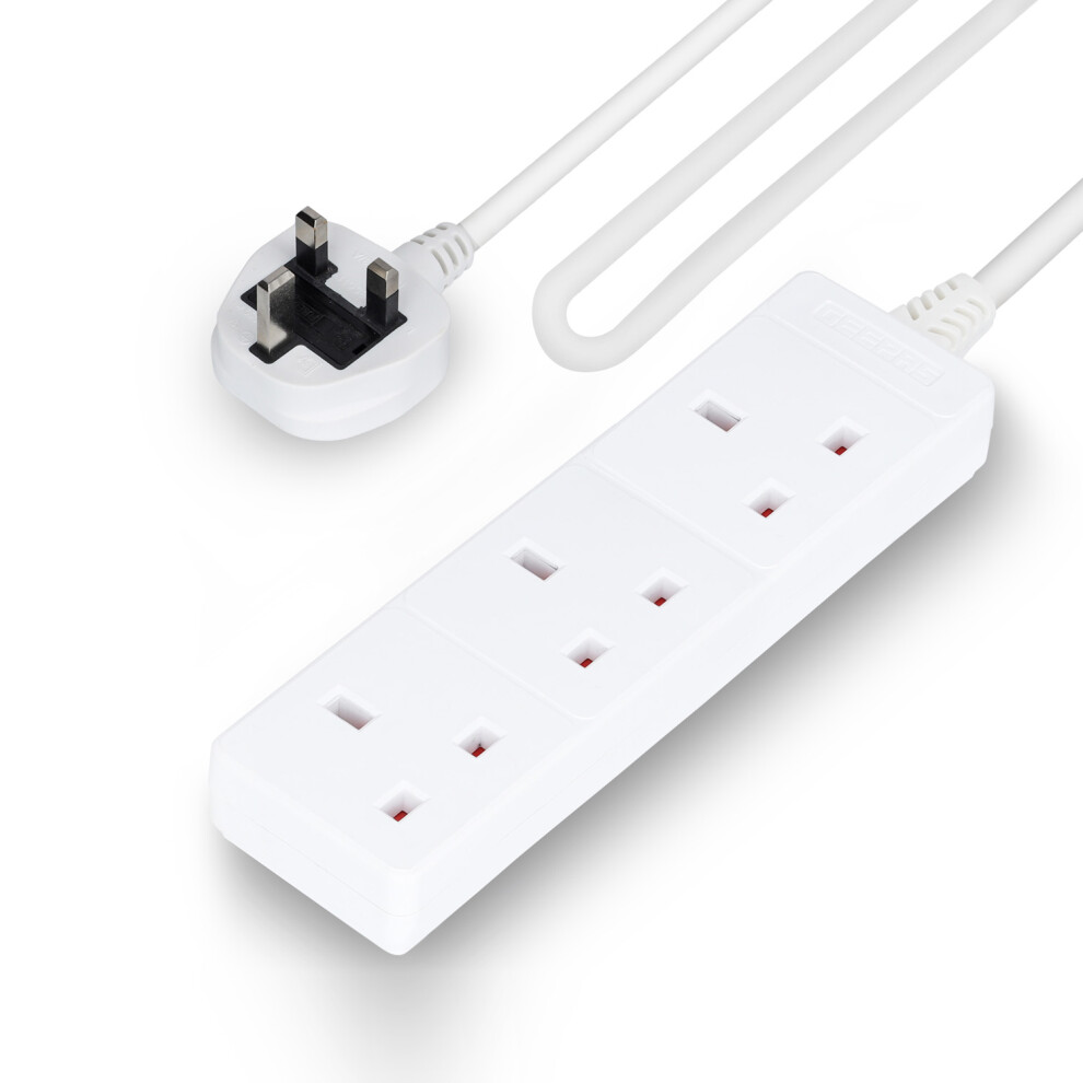 GEEPAS 3 Gang Extension Lead, 5M Cable | 3-Way Plug Extension Cable | 3 Socket Power Strip, 13A