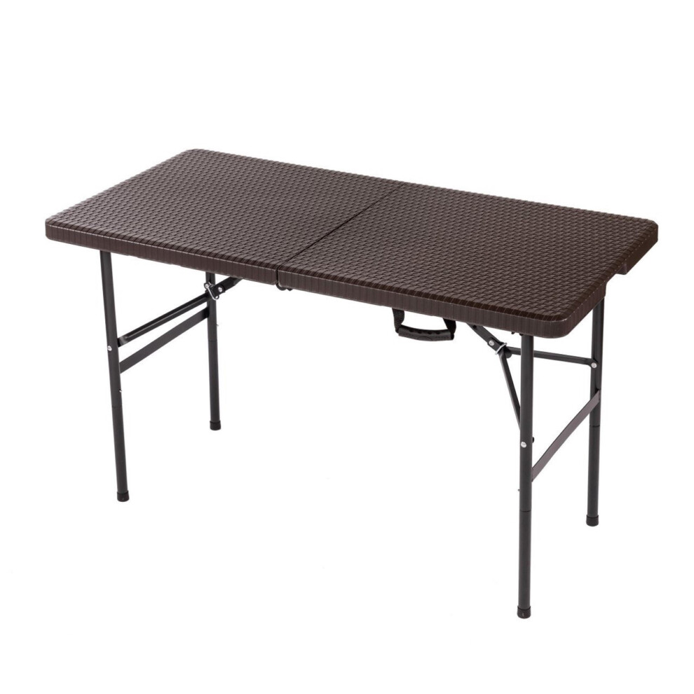 Oypla 4ft 1.2m Folding Heavy Duty Outdoor Rattan Trestle Party Garden Table