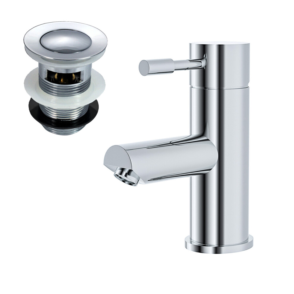 BATHROOM ROUND CLOAKROOM BASIN MINI MIXER CHROME TAP *FREE WASTE*