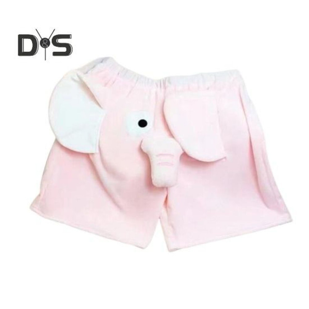 (pink, L) Couple Pajama Shorts 3D Cartoon Elephant Decor Loose Elastic Waist Casual Soft Breathable Unisex Summer Homewear Sleepwear Shorts