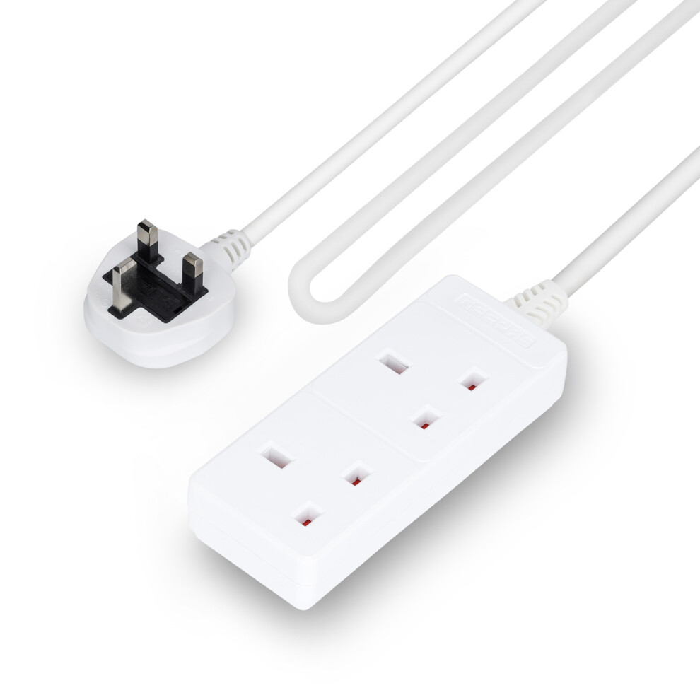 GEEPAS 2 Gang Extension Lead, 10M Cable | 2-Way Plug Extension Cable | 2 Socket Power Strip, 13 A