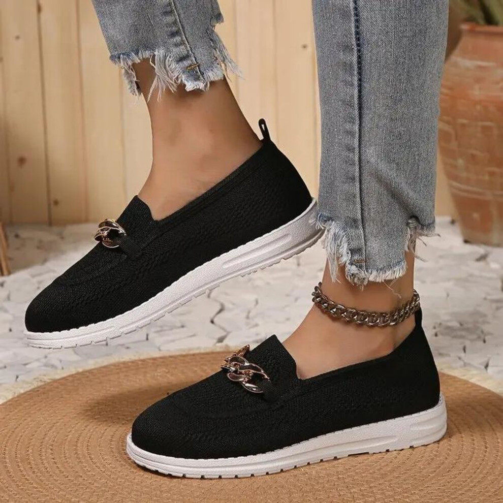 (black, 43) Shoes for Women Autumn Fashoin Women Mesh Comfortable Plus Size Loafers Casual Slip on Flat Shoes Zapatos De Mujer