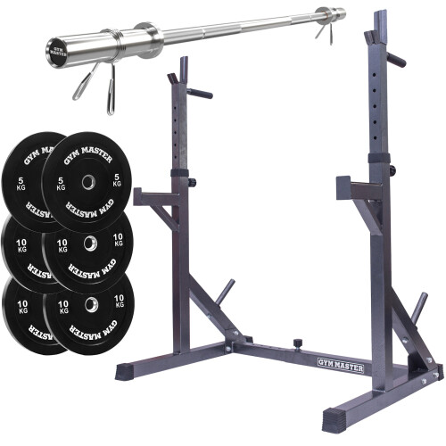 GYM MASTER Squat Rack With Barbell and Weights
