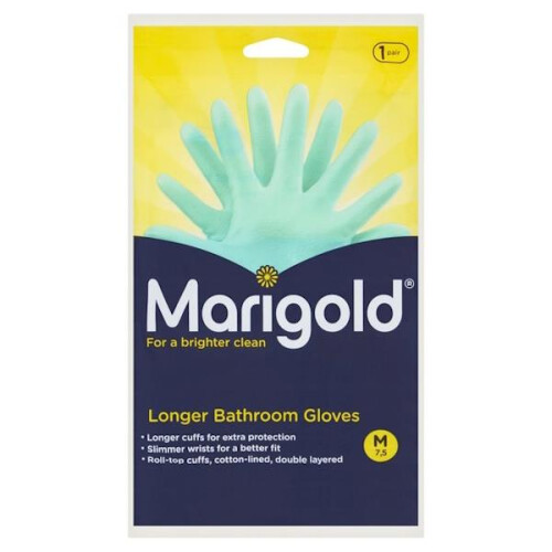 3 x Marigold Longer Bathroom Gloves Medium 1 Pair