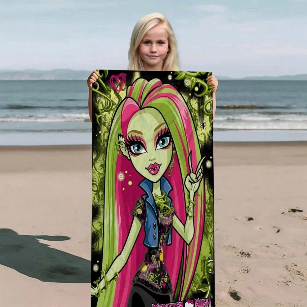 (HJJ4-02503300401156, 100X200cm(39X78in)) M-Monster Cartoon High Beach Towel Cartoon Cute Summer Kid Large Bath Pool Beach Towel Microfiber Absorbent-image-OPC-PHC8XQX-NEW