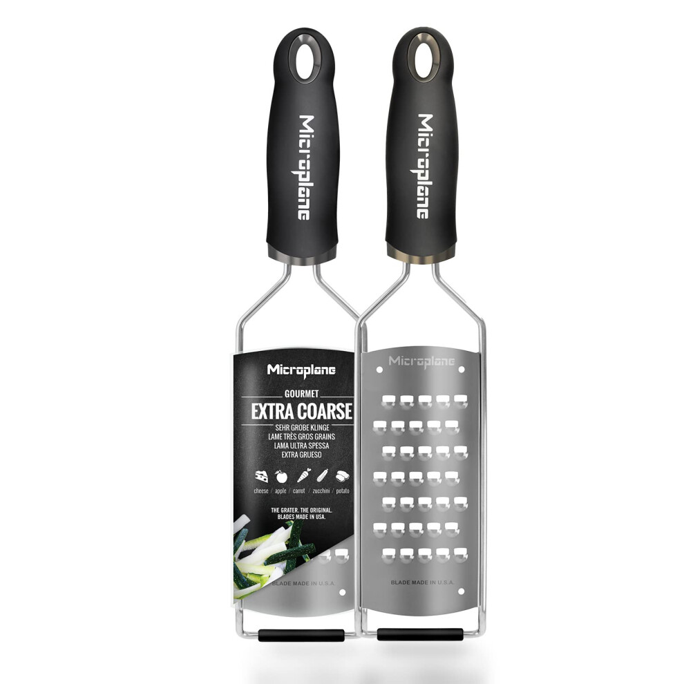 Microplane Kitchen Grater Extra coarse for Potato, Zucchini, Carrot, Apple, Cabbage and Cheese with Stainless Steel Blade - Made in USA
