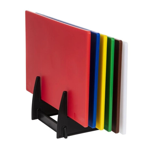 Hygiplas Colour Coded Chopping Board Set with Rack & Wall Chart 6 Pieces 2