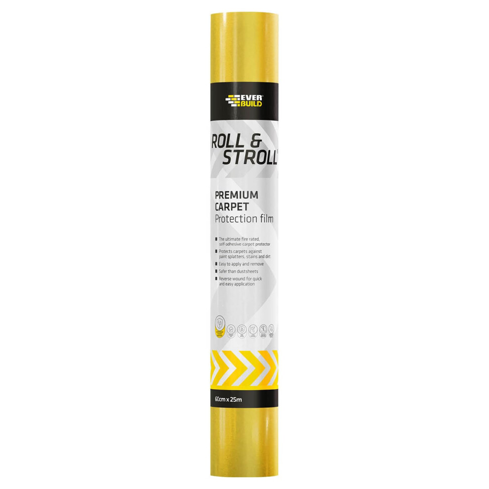 Everbuild Roll & Stroll Premium Carpet Protector ? Self-Adhesive ? Easy To Roll ? Totally Waterproof ? ? 600Mm X 25M Yellow