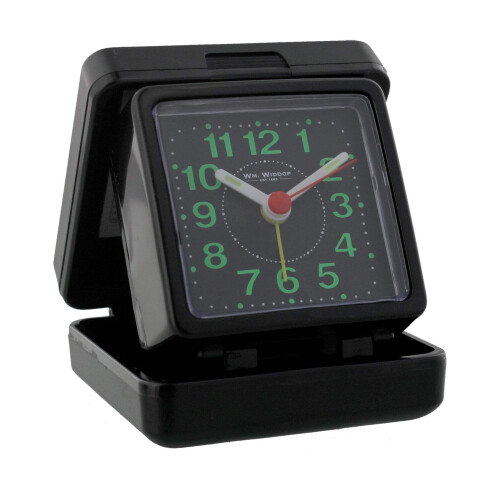 WIDDOP and Co. Wm Widdop Quartz Travel Alarm - Black case/dial