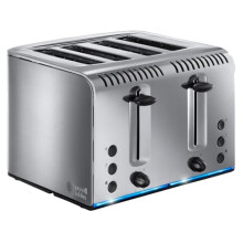 Russell Hobbs 4 Slice Buckingham Toaster with Fast toast technology - (Blue light strip indicates toasting, Independent & Extra wide slots, 2400W,