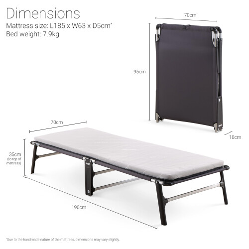 Jay-Be Folding Bed with Comfort Mattress - Single, Black 2