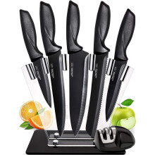 Home Hero Ultra-Sharp Stainless Steel Kitchen Knife Set - Chef Knives Set (7 pcs Set - Black with Knife Block)