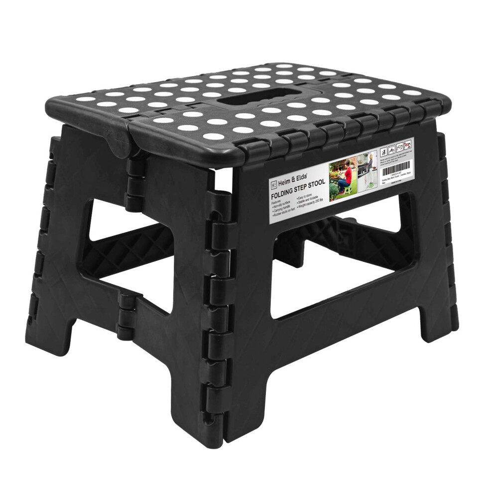 Folding Step Stool - 9 Inch Height Foldable Stool For Kids & Adults, Kitchen Garden Bathroom Collapsible Stepping Stool (Black) 1 5051220315882