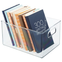 iDesign Handles, Extra Large Plastic Organiser Pantry, Fridge Bin for Food, Drinks and Condiments, Clear, Kitchen Storage Box