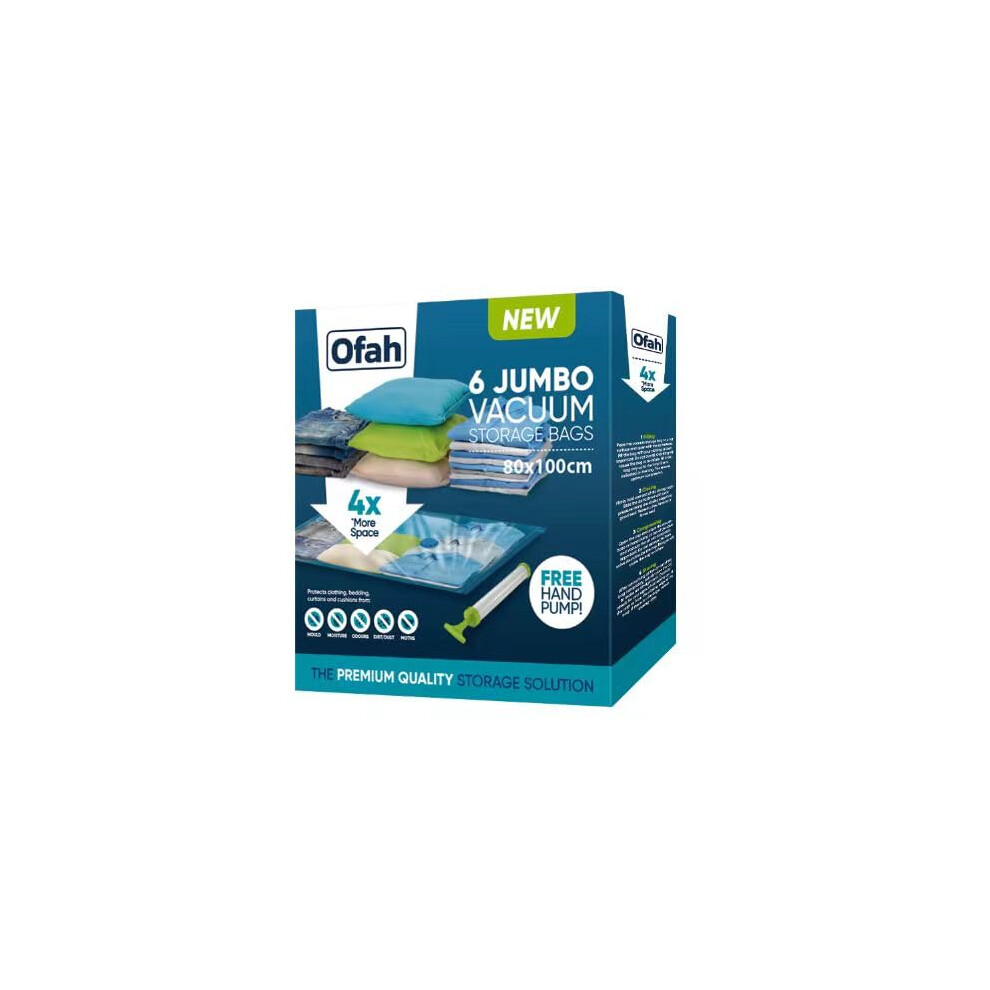 Vivo Technologies 6 Pack Jumbo Vacuum Compressed Storage Bag, 100 X 80Cm Reusable Clothes Storage Bags,Space Saver Bags For Bedding, Curtains, Pillows, Clothing, Hand