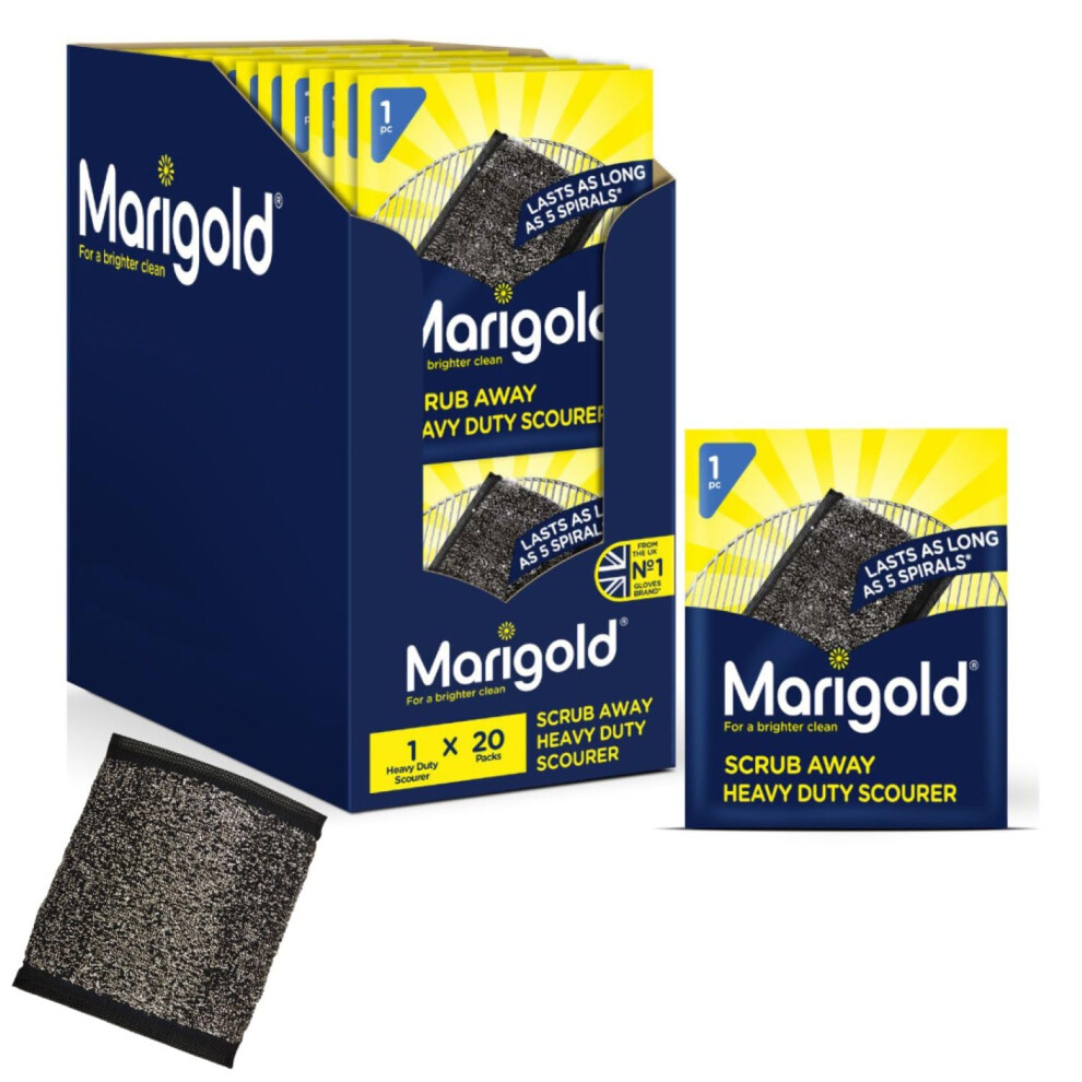 Marigold Scrub Away Heavy Duty Stainless Steel Scourer, 20 Single Packs, 11 X 1.8 X 15.5 Cm Grey