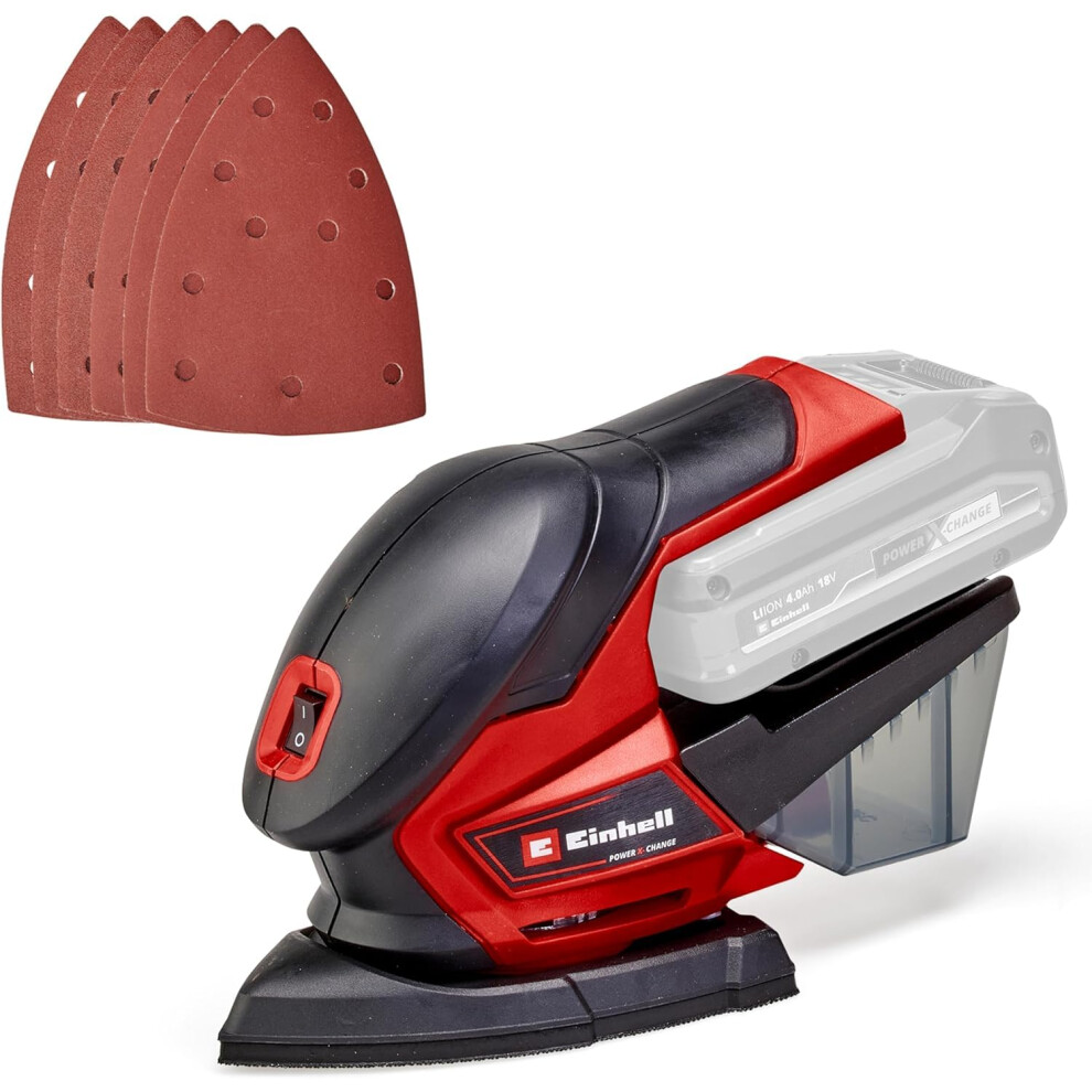 Einhell Power X-Change Cordless Detail Sander - 18V Electric Sander For Wood, Plaster And Metal - TE-OS 18/150 Li Solo Hand-Held Sander With Dust