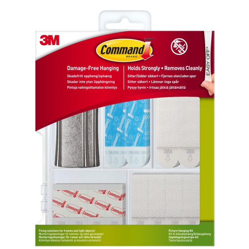 3M Command Fixing Kit Assorted, For Hanging Picture Frames, Posters and Light Objects - Damage Free, White