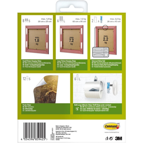 3M Command Fixing Kit Assorted, For Hanging Picture Frames, Posters and Light Objects - Damage Free, White 1