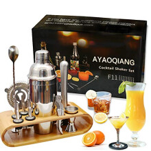 AYAOQIANG Cocktail Making Set, Cocktail Shaker Set with Stand, 750ml Stainless Steel Shaker for Cocktail, Home Bar Cocktail Tool Set for