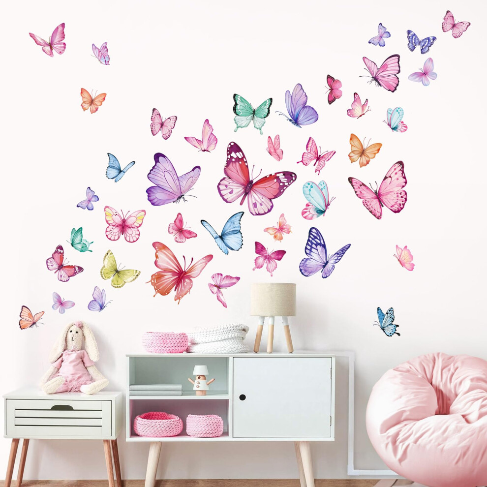 Watercolor Butterfly Wall Stickers Colorful Butterflies Peel And Stick Wall Art Decals For Girls Bedroom Baby Nursery Wondever