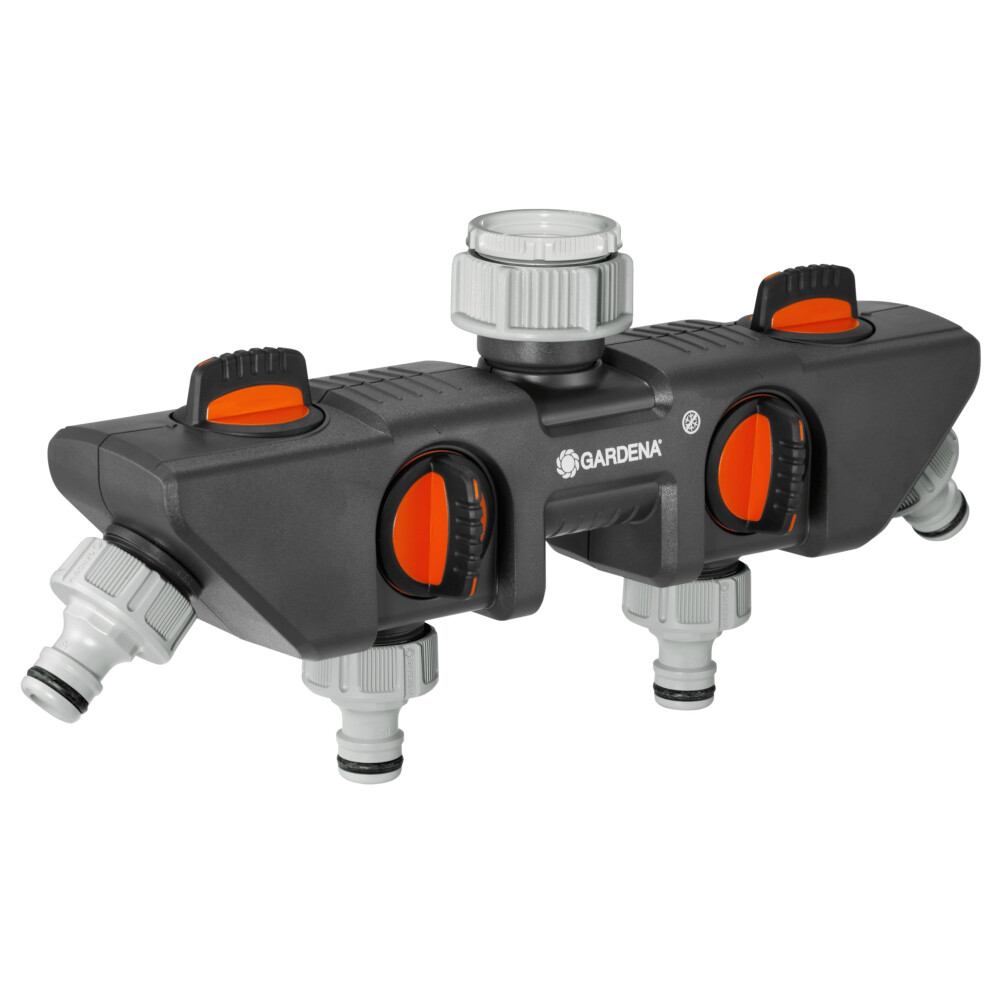 Gardena Four Channel Water Distributor: Connects up to Four Devices to The tap, can be Used with Gardena Water Computers and timers, Water Flow can be