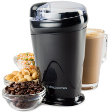 Andrew James Electric Coffee Grinder, Seed, Bean, Nuts, Fine Spice Grinders, Black or Red, 70g, 150W (Black)