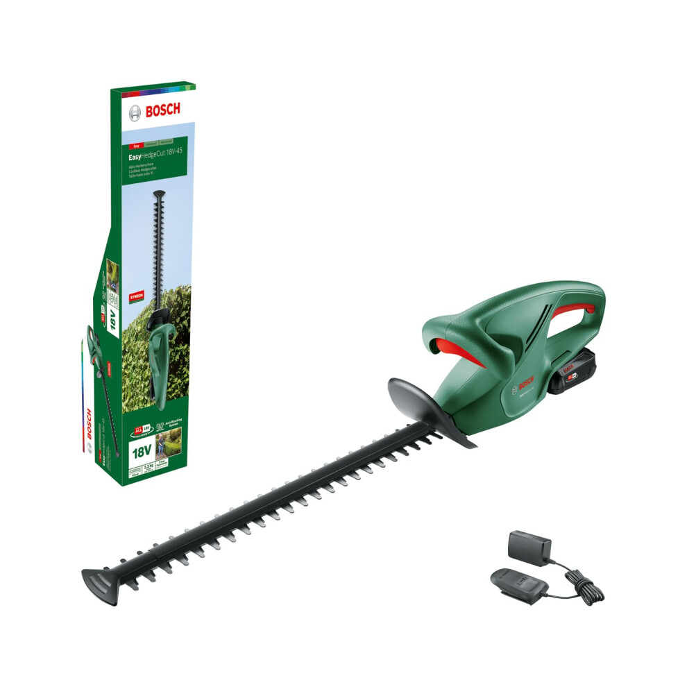 Bosch Cordless Hedge Cutter EasyHedgeCut 18-45 (without battery, 18 Volt system, blade length 45 cm, in carton packaging)