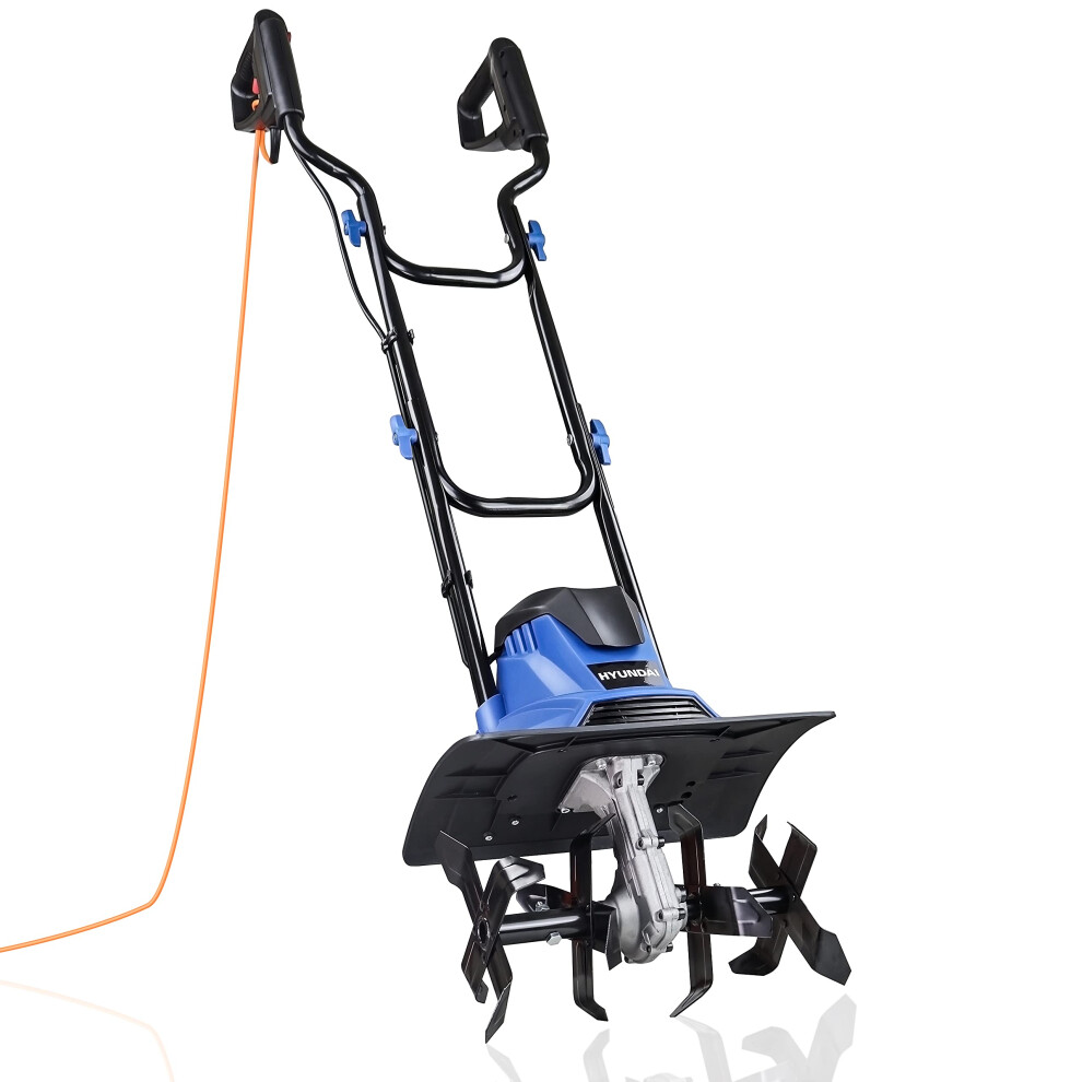 Hyundai Electric Garden Tiller, Cultivator, Rotovator And Rototiller, 3 Year Warranty (1050w 360mm Working Width 220mm Depth)