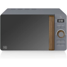 Swan SM22036LGRYN Nordic LED Digital Microwave with Glass Turntable, 6 Power Levels & Defrost Setting, 20L, 800W, Grey