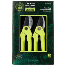 Spear & Jackson CUTTINGSET3K Kew Gardens Collection Adjustable Width Bypass & Anvil Secateur Set, Green